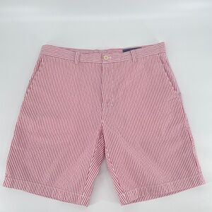 Vineyard Vines Seersucker Red & White Striped Men's Breaker Short Size 34